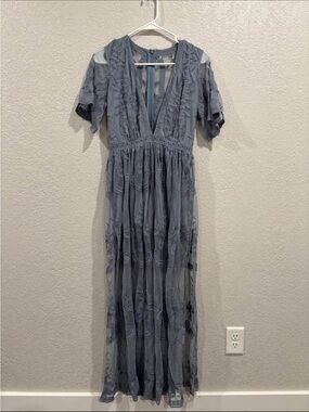 Lace maxi dress dusty blue